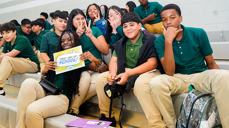 group of students on first day of school