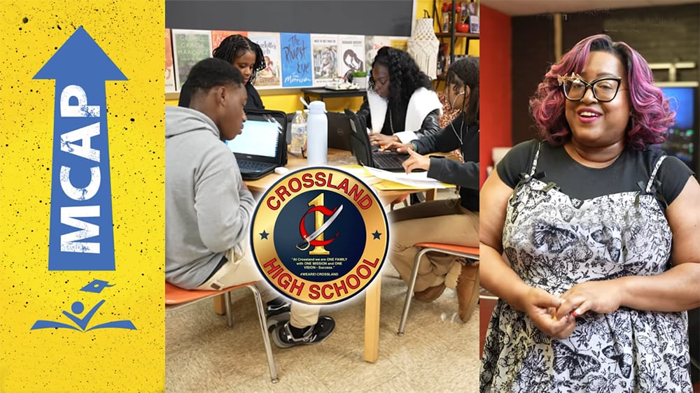 MCAP-up-arrow-Crossland-HS-students-working-RELA-teacher