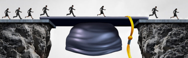 Walking across a gap on top of a cap