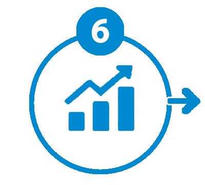 step 6 bar chart with upward arrow