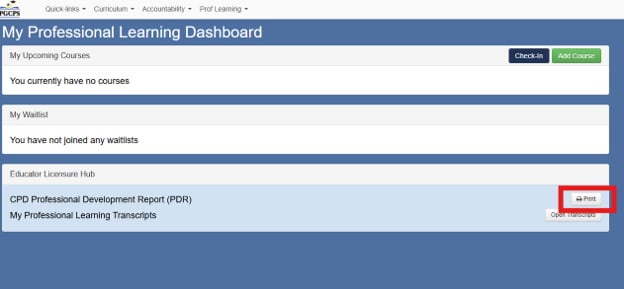 eDoctrina-professional-learning-dashboard-print-report-button