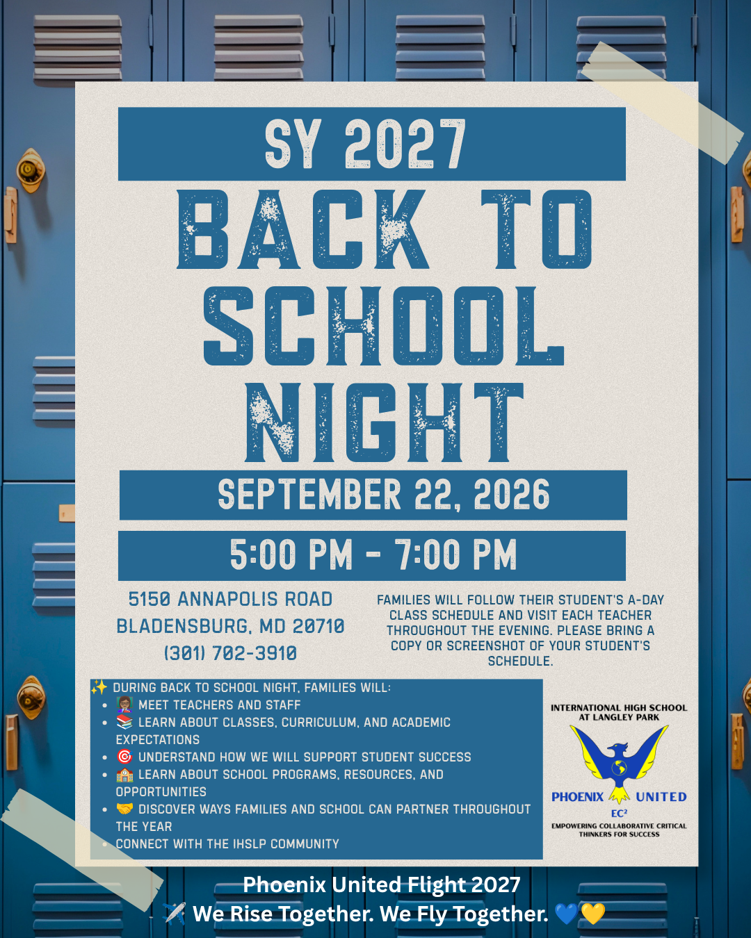 SY 27 Back to School Night Flyer