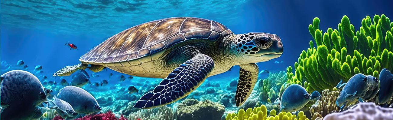 sea-turtle-swimming-in-ocean-colorful-reef