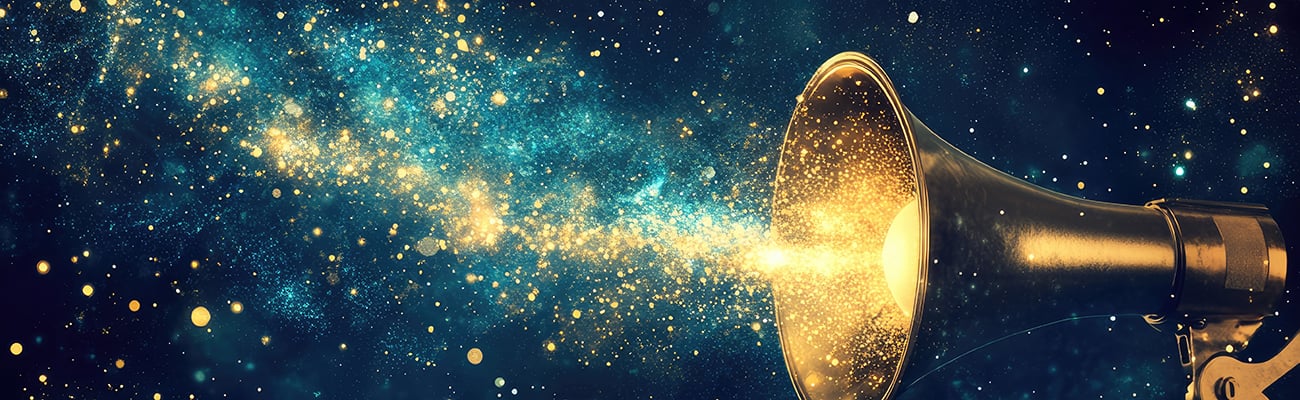 megaphone-blasting-cosmic-particles-or-stars