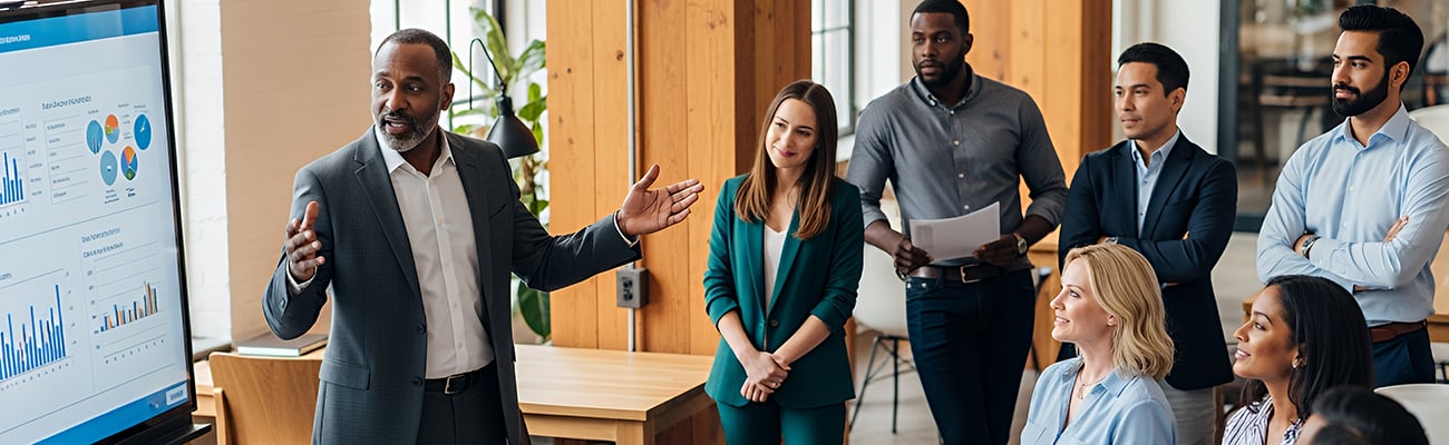 diverse-adults-staff-viewing-presentation-charts-graphs