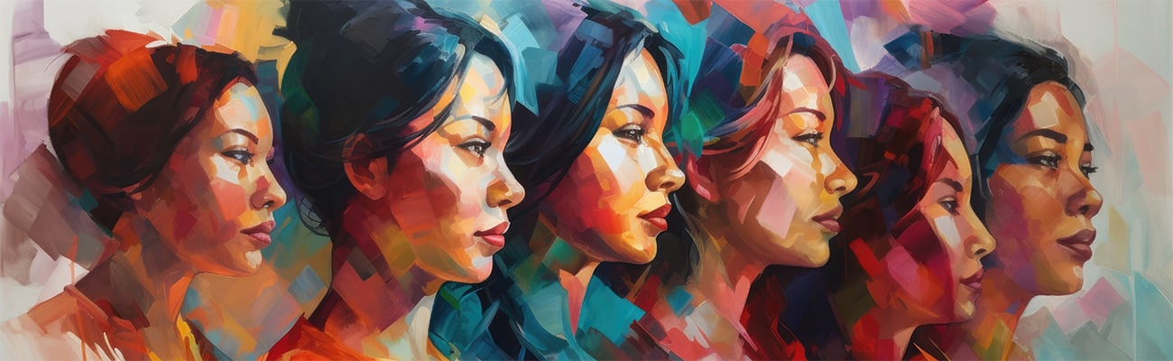 profiles of women's faces