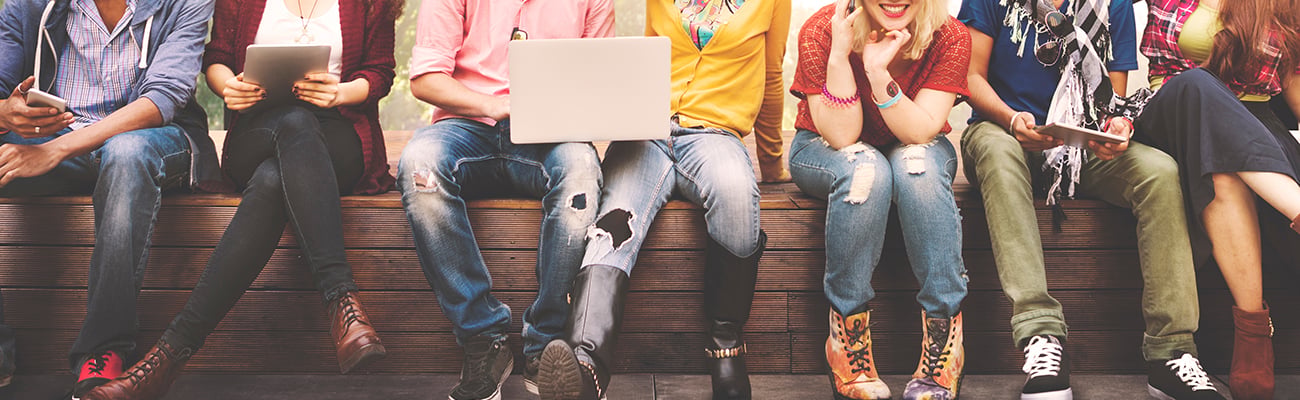 group of students at computer