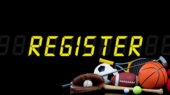 register on sports clock with sports equipment